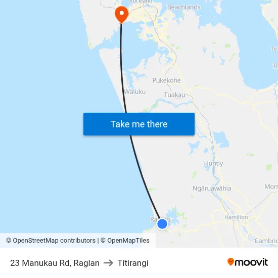23 Manukau Rd, Raglan to Titirangi map