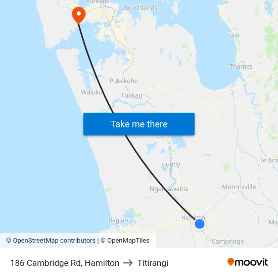 186 Cambridge Rd, Hamilton to Titirangi map