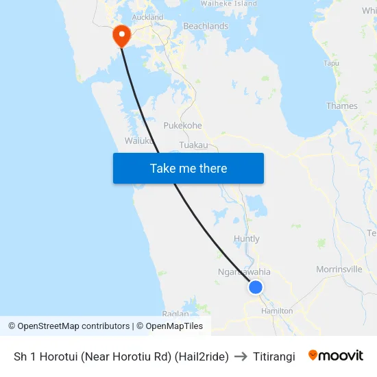Sh 1, Horotui (Near Horotiu Rd) (Hail2ride) to Titirangi map