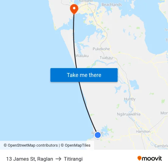 13 James St, Raglan to Titirangi map