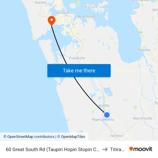 60 Great South Rd, Taupiri (Taupiri Hopin Stopin Cafe) to Titirangi map