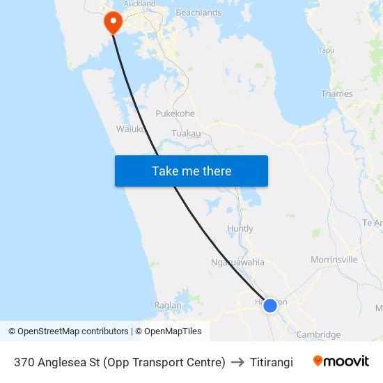 370 Anglesea St (Opp Transport Centre) to Titirangi map