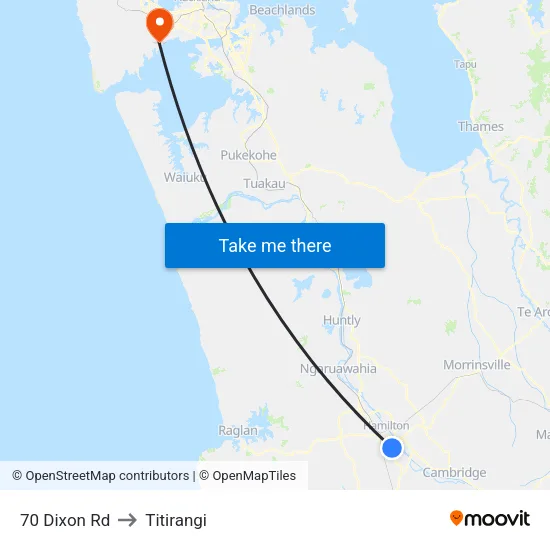 70 Dixon Rd, Hamilton to Titirangi map