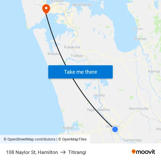 108 Naylor St, Hamilton to Titirangi map