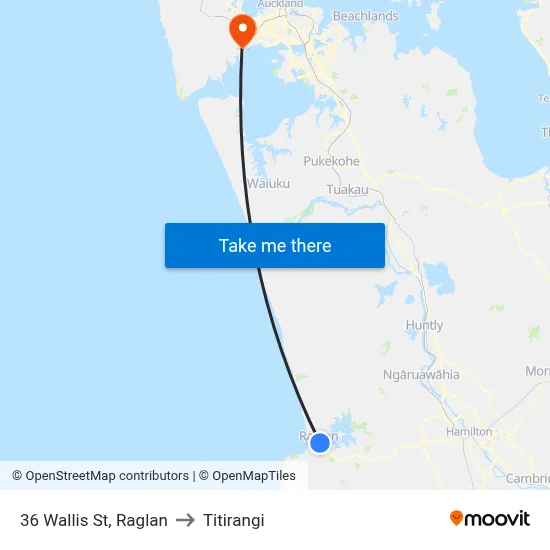 36 Wallis St, Raglan to Titirangi map