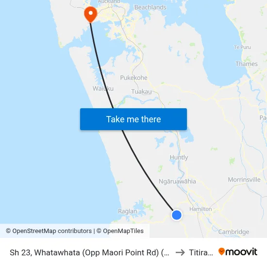 Sh 23, Whatawhata (Opp Maori Point Rd) (Hail2ride) to Titirangi map