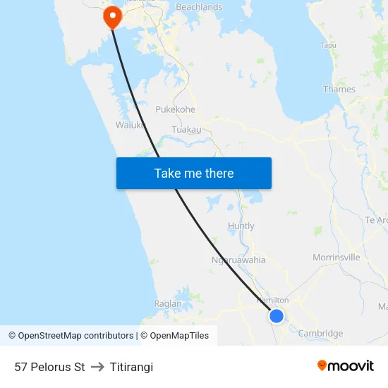57 Pelorus St, Hamilton to Titirangi map