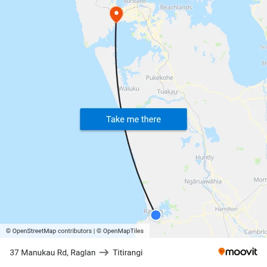 37 Manukau Rd, Raglan to Titirangi map