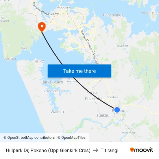 Hillpark Dr, Pokeno (Opp Glenkirk Cres) to Titirangi map