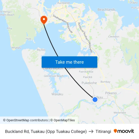 Buckland Rd, Tuakau (Opp Tuakau College) to Titirangi map