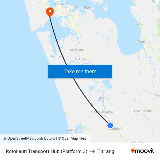 Rotokauri Transport Hub (Platform 3) to Titirangi map