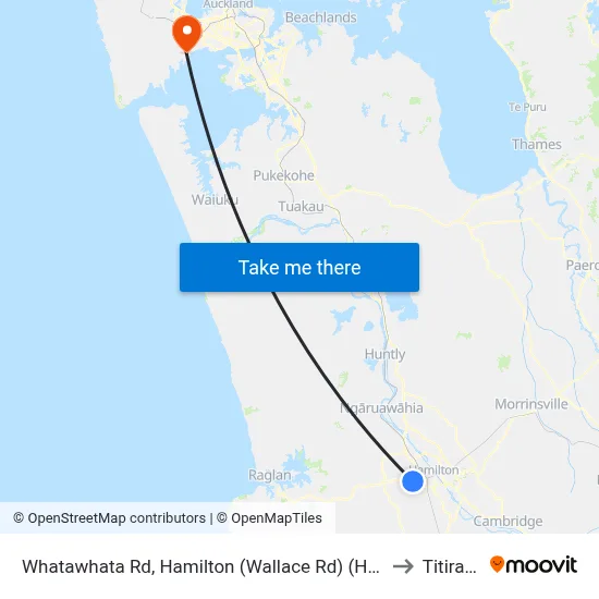 Whatawhata Rd, Hamilton (Wallace Rd) (Hail2ride) to Titirangi map