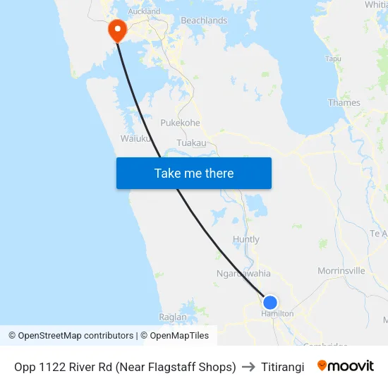 Opp 1122 River Rd, Hamilton (Near Flagstaff Shops) to Titirangi map