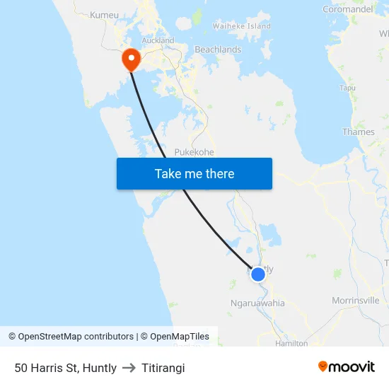 50 Harris St, Huntly to Titirangi map