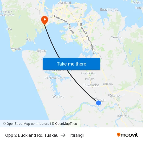 Opp 2 Buckland Rd, Tuakau to Titirangi map
