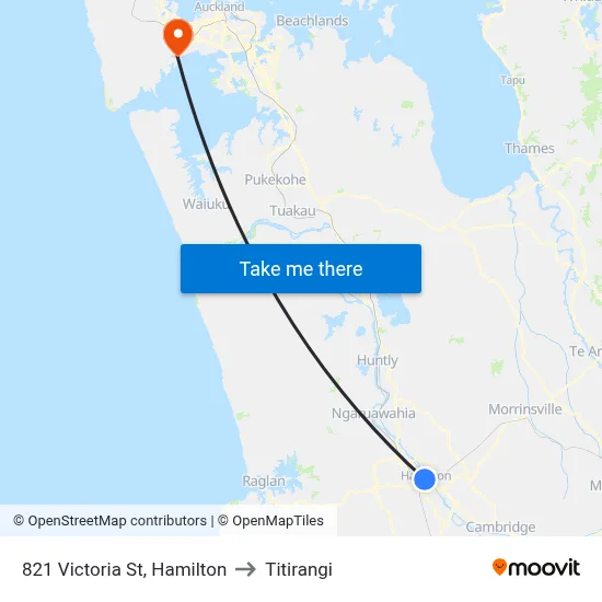 821 Victoria St, Hamilton to Titirangi map