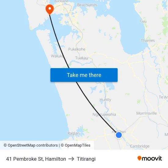 41 Pembroke St, Hamilton to Titirangi map