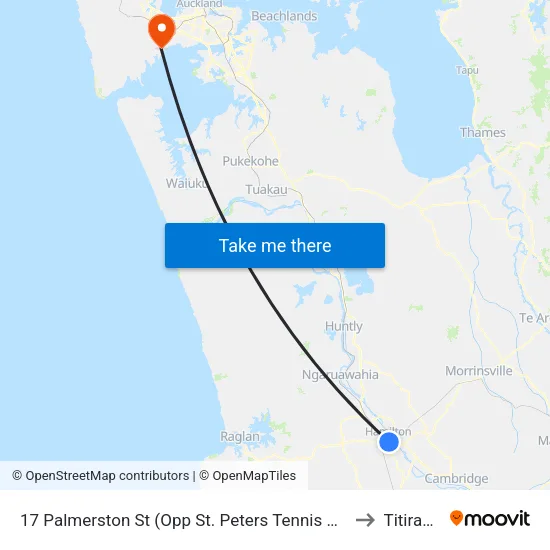 19 Palmerston St, Hamilton (Opp St. Peters Tennis Club) to Titirangi map