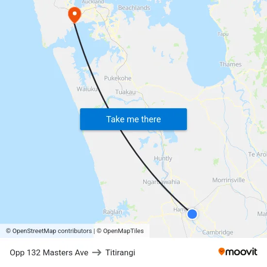 Opp 132 Masters Ave, Hamilton to Titirangi map