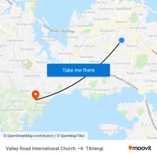 Valley Road International Church to Titirangi map