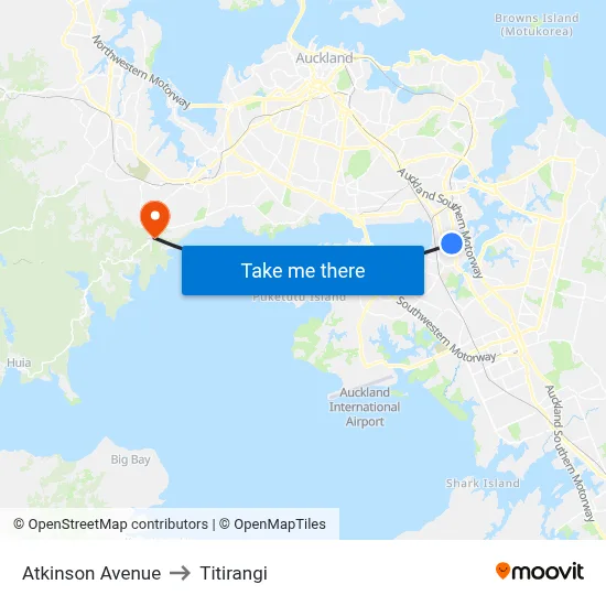 Atkinson Avenue to Titirangi map