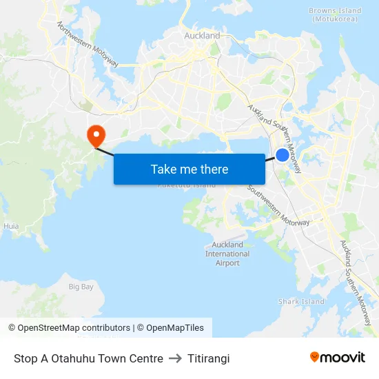 Stop A Otahuhu Town Centre to Titirangi map