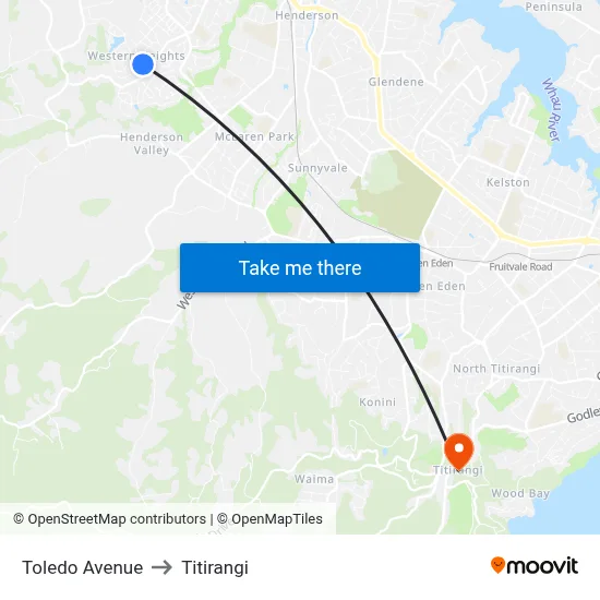Toledo Avenue to Titirangi map