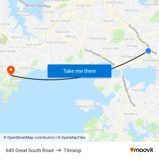 645 Great South Road to Titirangi map