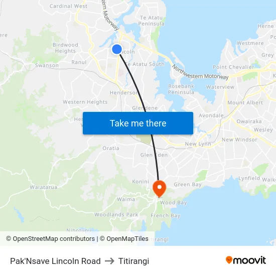 Pak'Nsave Lincoln Road to Titirangi map