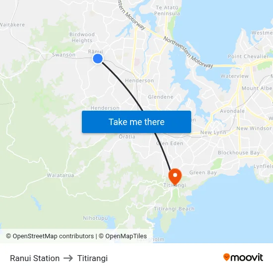 Ranui Station to Titirangi map