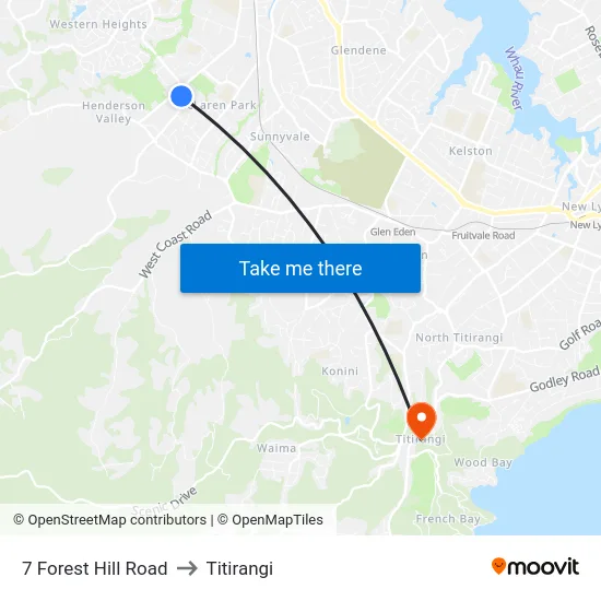 7 Forest Hill Road to Titirangi map