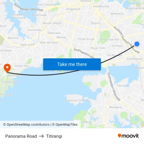 Panorama Road to Titirangi map