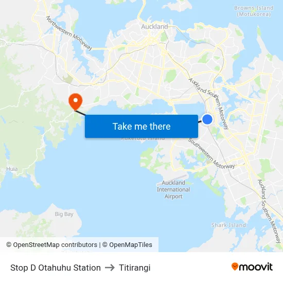 Stop D Otahuhu Station to Titirangi map