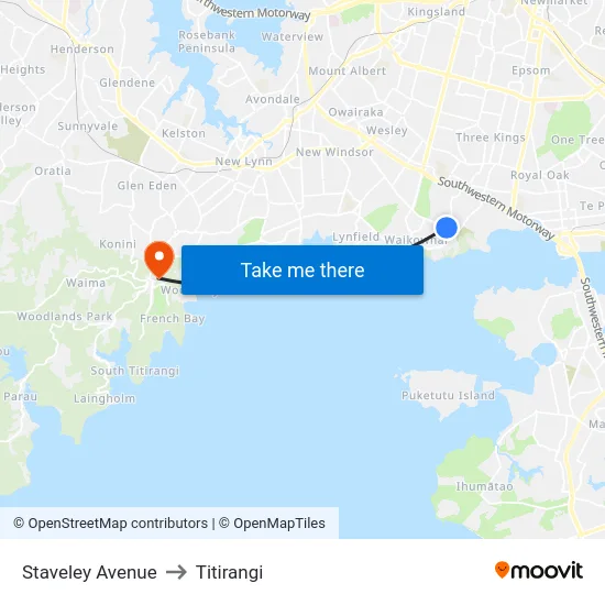 Staveley Avenue to Titirangi map
