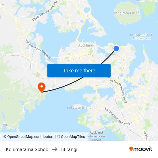 Kohimarama School to Titirangi map