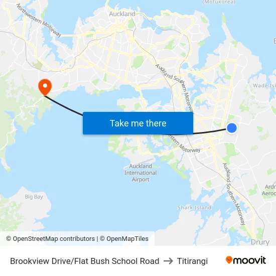 Brookview Drive/Flat Bush School Road to Titirangi map