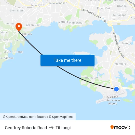 Geoffrey Roberts Road to Titirangi map