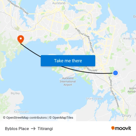 Byblos Place to Titirangi map