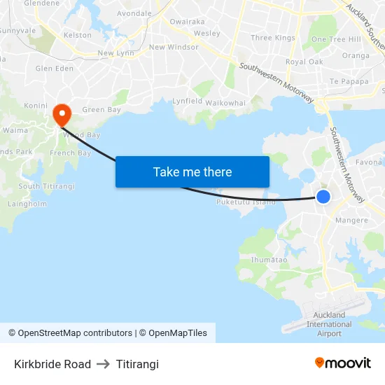 Kirkbride Road to Titirangi map