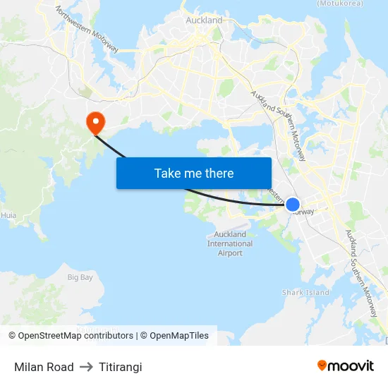 Milan Road to Titirangi map