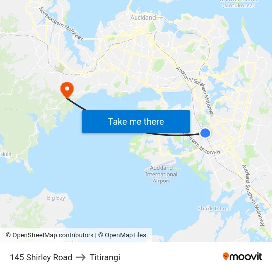 145 Shirley Road to Titirangi map