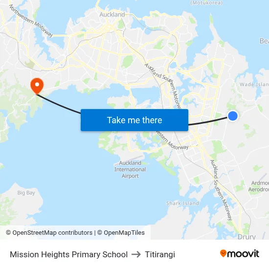 Mission Heights Primary School to Titirangi map