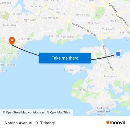 Norana Avenue to Titirangi map
