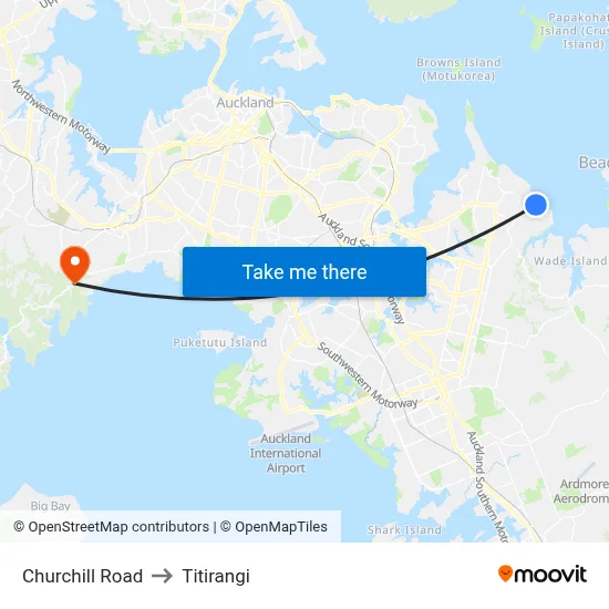 Churchill Road to Titirangi map