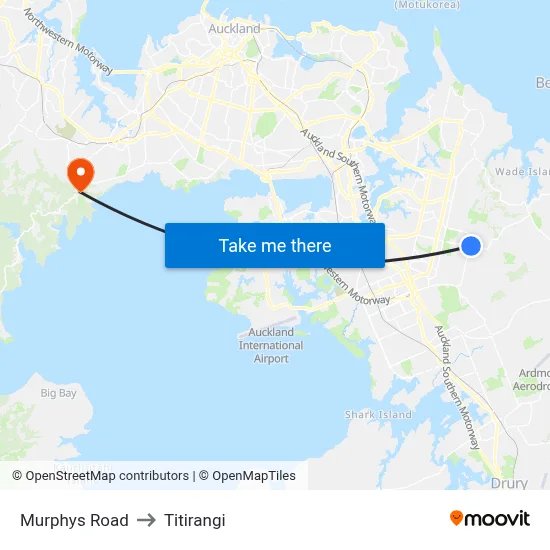 Murphys Road to Titirangi map