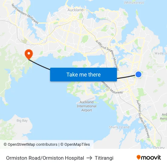 Ormiston Road/Ormiston Hospital to Titirangi map