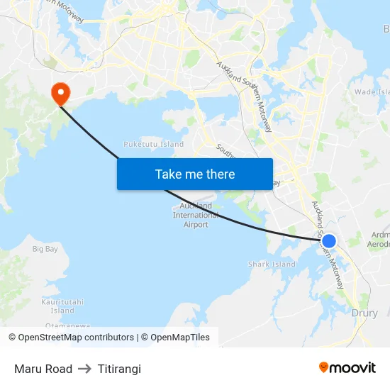 Maru Road to Titirangi map