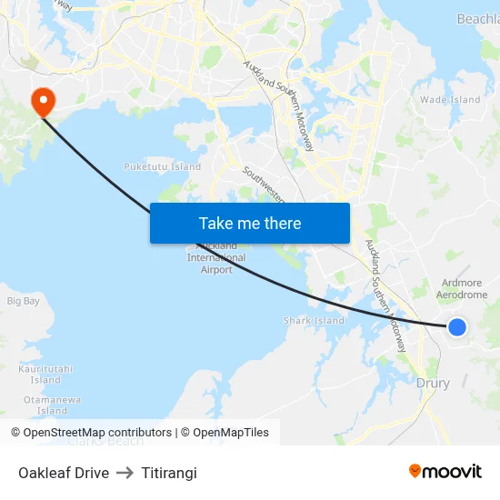 Oakleaf Drive to Titirangi map