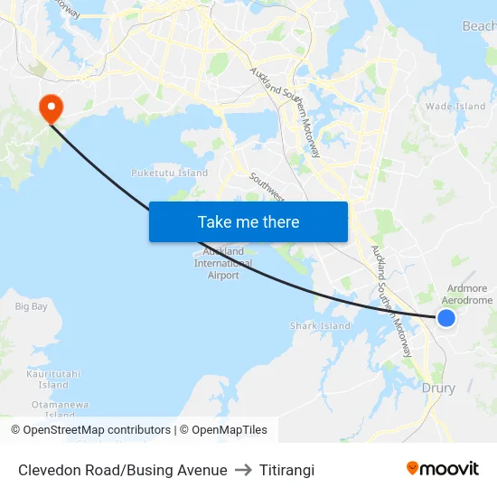 Clevedon Road/Busing Avenue to Titirangi map
