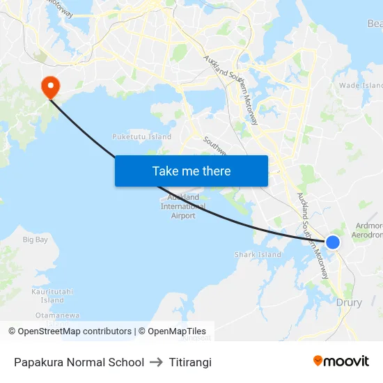 Papakura Normal School to Titirangi map
